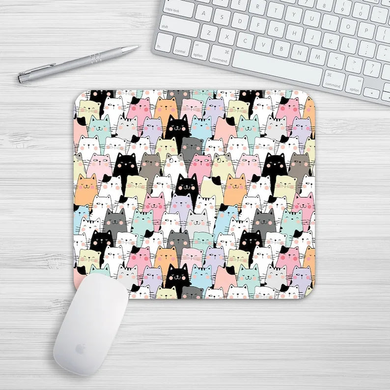 Bunte Katzen Cartoon Maus Matte