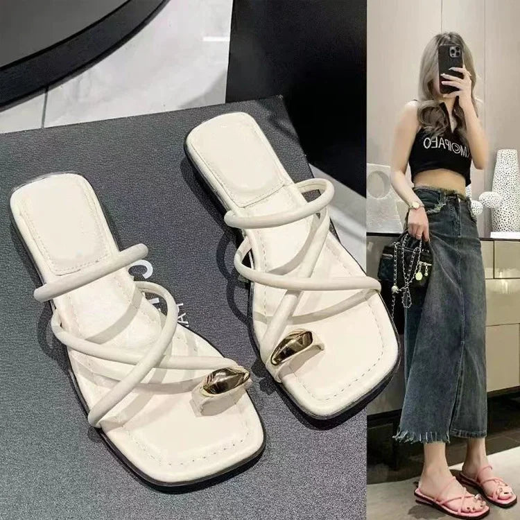 Elegante Damen Kreuzriemen Sandalen Sommer