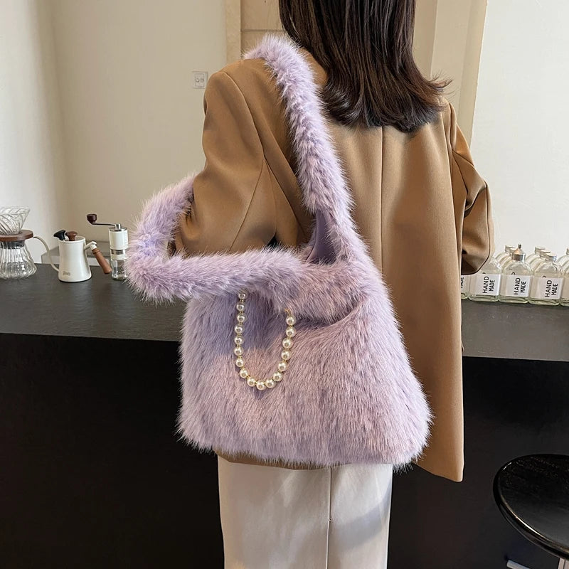 Damen Plüsch Umhängetasche