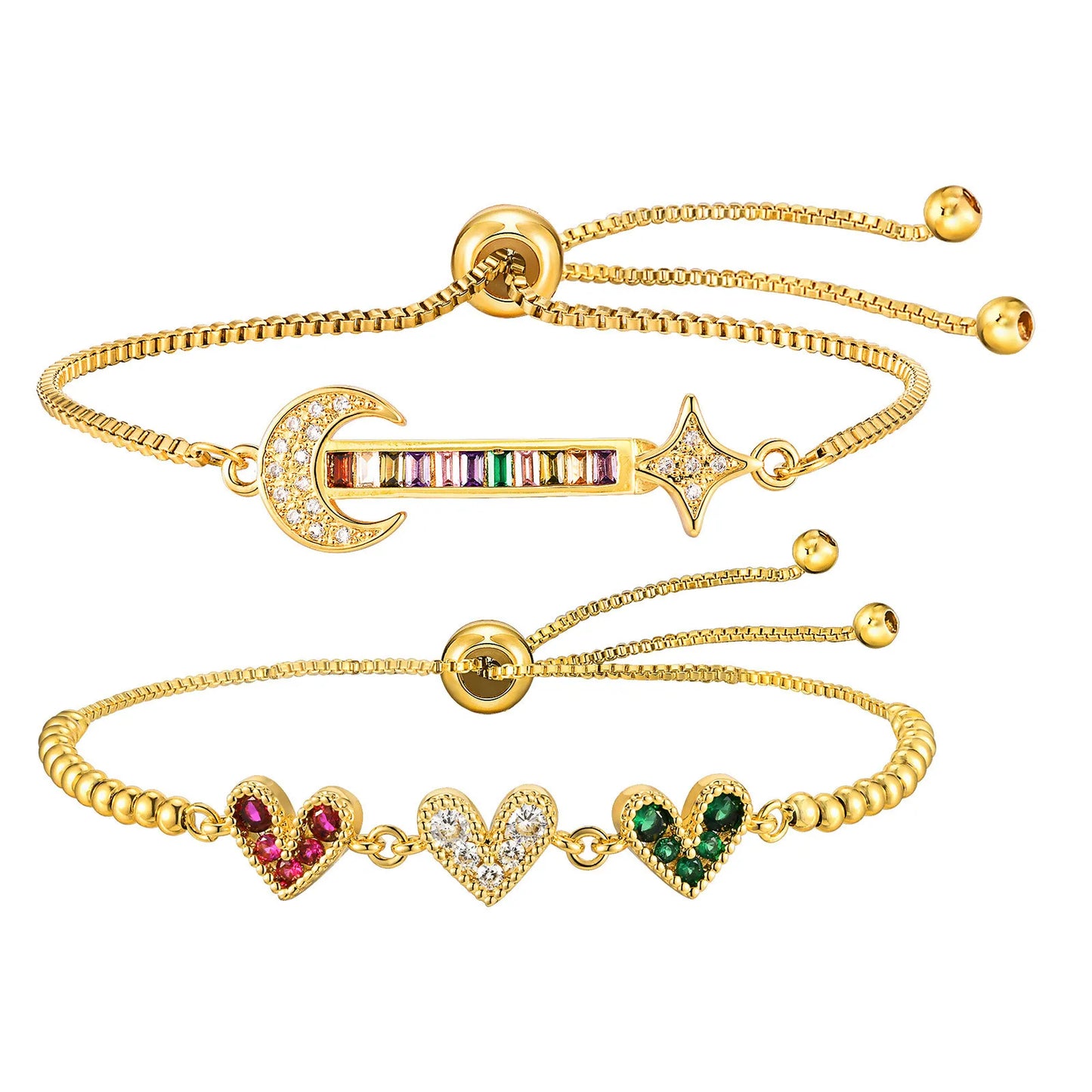 Damenarmband Mond, Stern, Herz