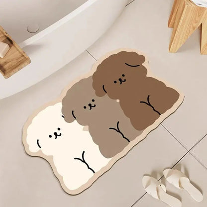 Dreifarbige Welpen Badezimmer Teppichbodenmatte