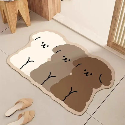 Dreifarbige Welpen Badezimmer Teppichbodenmatte