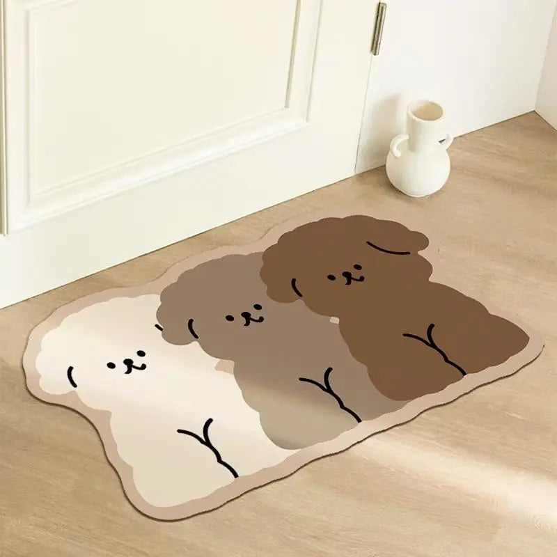 Dreifarbige Welpen Badezimmer Teppichbodenmatte