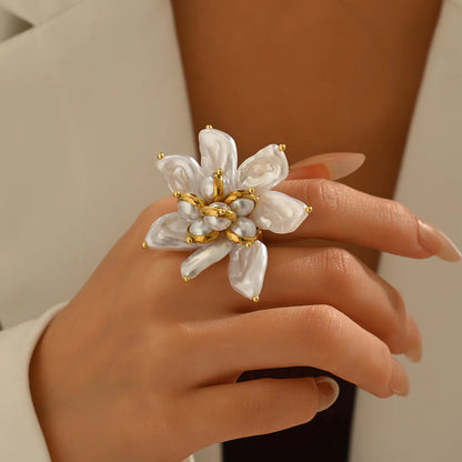 Geometrische Perlenblumenringe für Damen