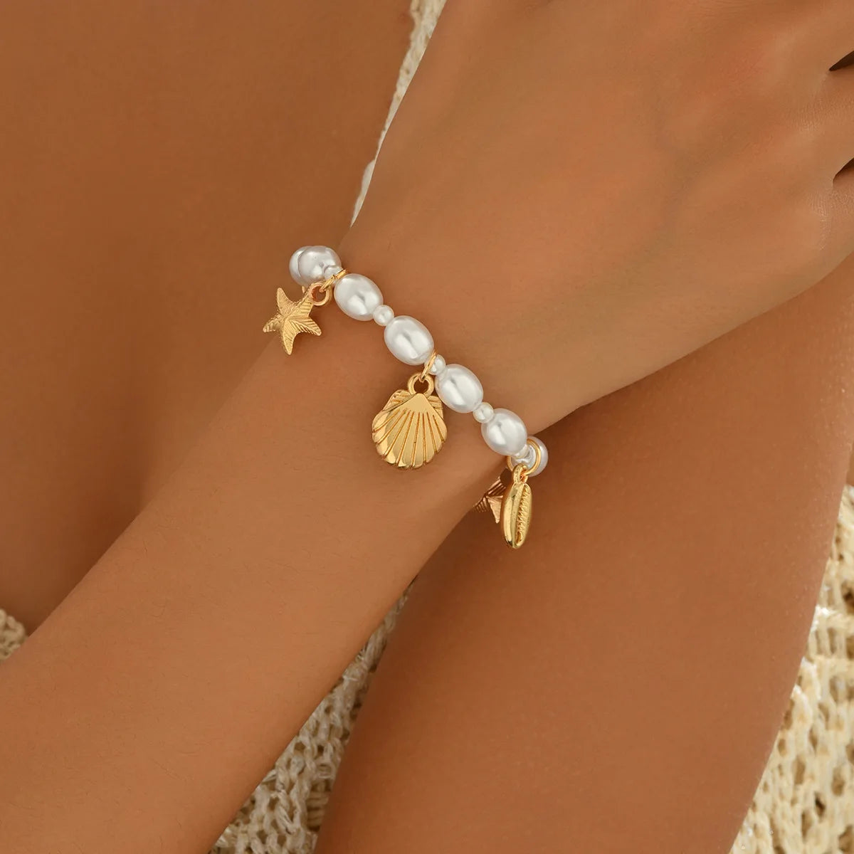 Geometrisches Perlen Charm Armband für Damen