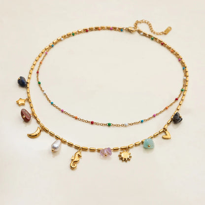 Halskette mit farbigem Steinanhänger für Damen