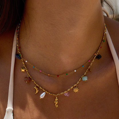 Halskette mit farbigem Steinanhänger für Damen