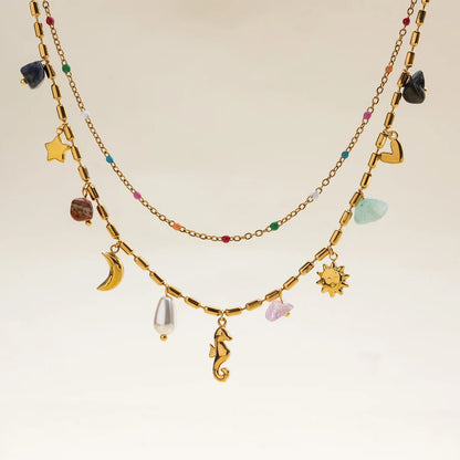 Halskette mit farbigem Steinanhänger für Damen