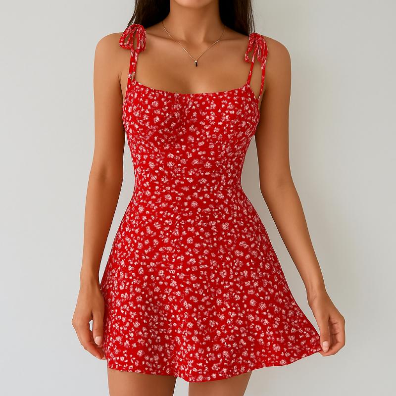 Kurzes Sommerkleid mit Blumenmuster für Damen