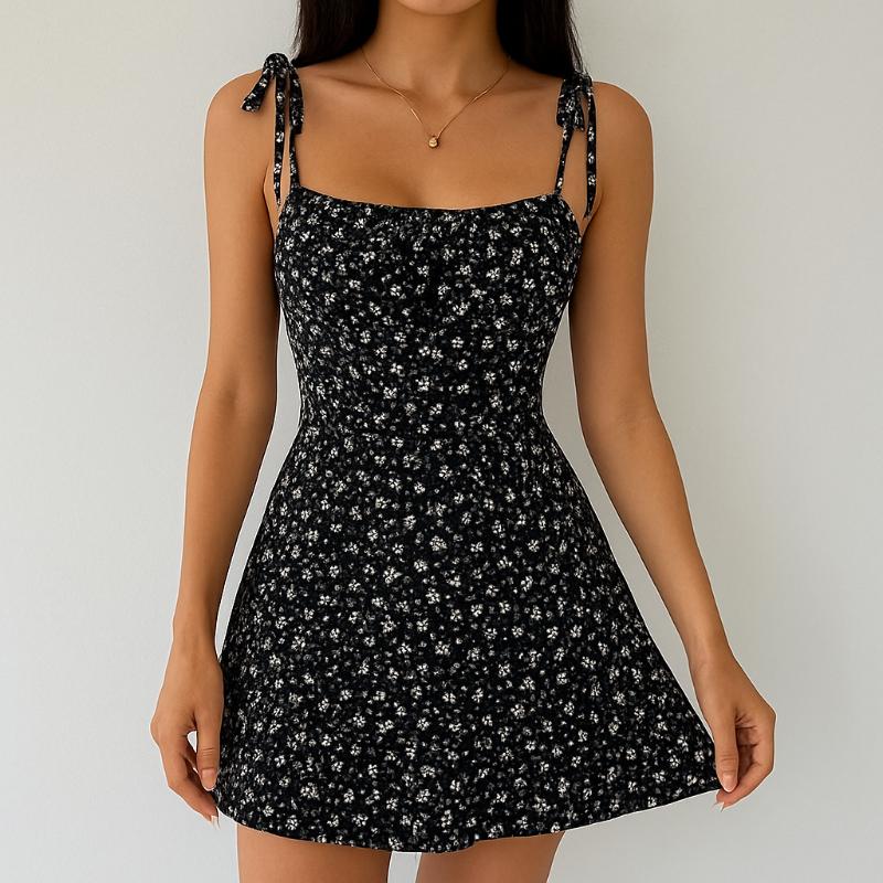 Kurzes Sommerkleid mit Blumenmuster für Damen