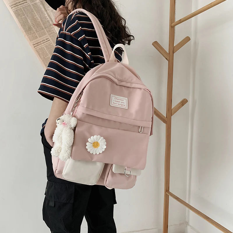 Niedlicher Kawaii Rucksack mit Blumenmotiv für Damen
