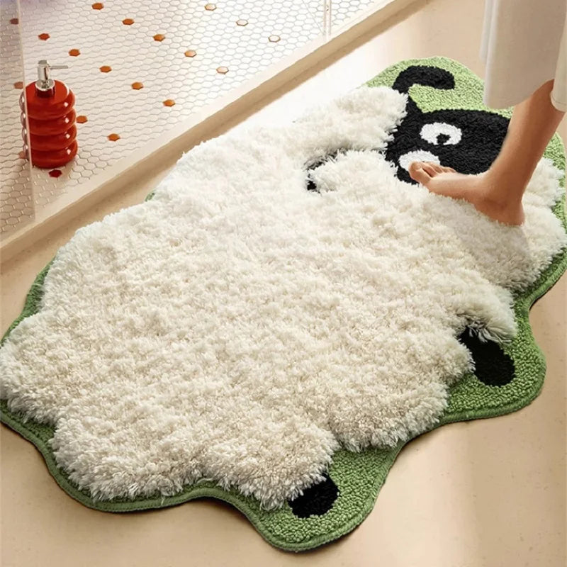 Niedliche rutschfeste Bodenmatte aus Plüsch für Schafe