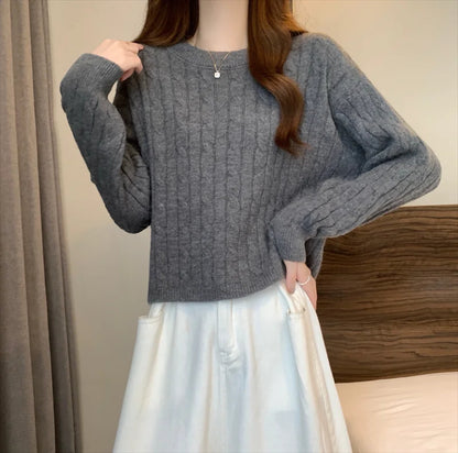 Rundhals-Langarmpullover für Damen