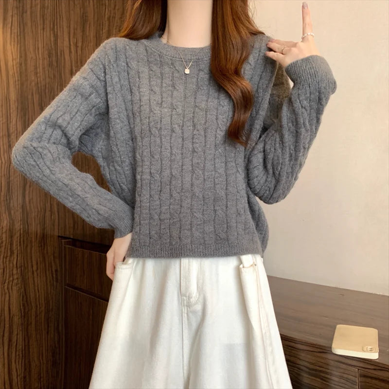 Rundhals-Langarmpullover für Damen