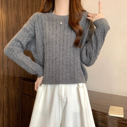 Rundhals-Langarmpullover für Damen