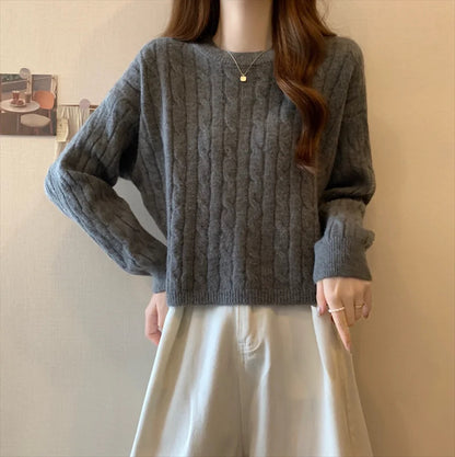 Rundhals-Langarmpullover für Damen