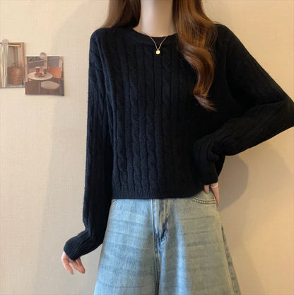 Rundhals-Langarmpullover für Damen