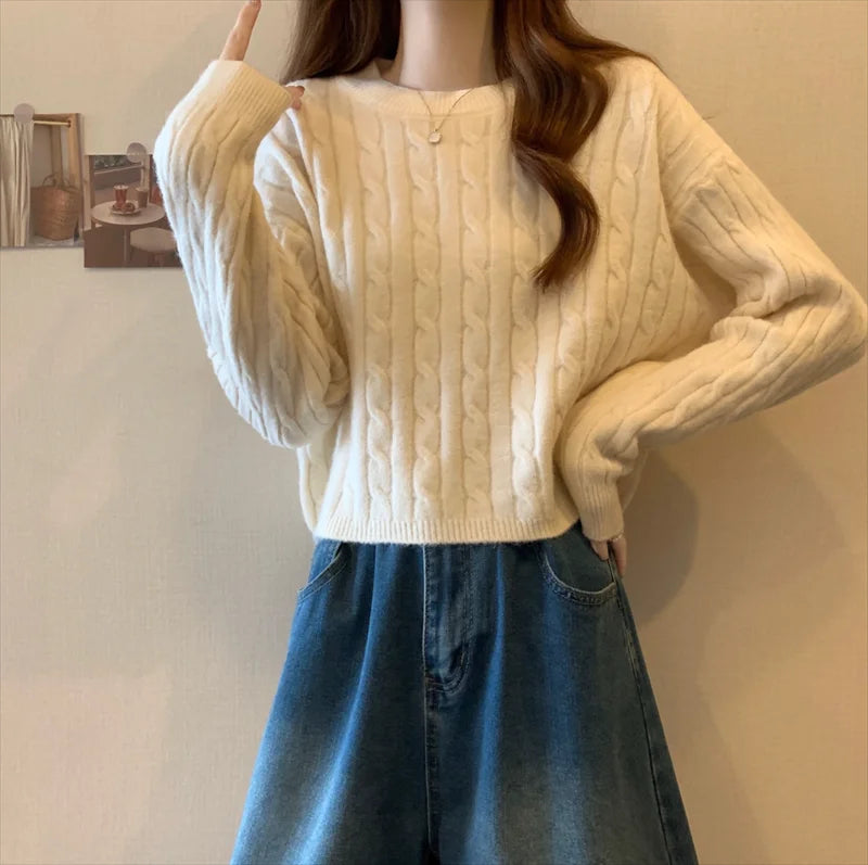 Rundhals-Langarmpullover für Damen