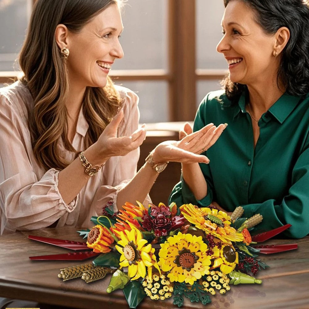 Sonnenblumen Bausteine Blumenstrauß mit Vase Set