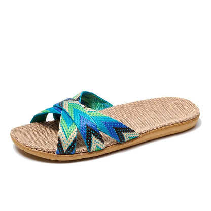 Damen Flip-Flops Flach Ethno-Stil Anti-Rutsch Sommer