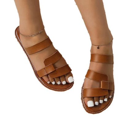 Damen Slide-Sandalen Unifarben Flach Leicht Strand