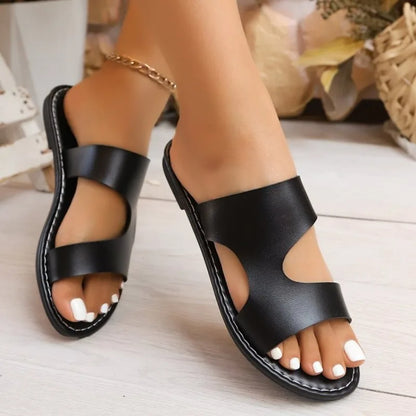 Elegante Damen Sandalen Flach Kreuzriemen