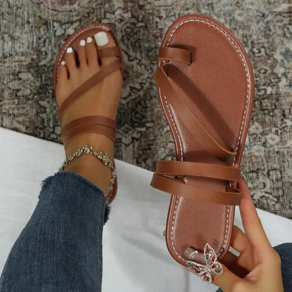 Flache Damen-Sandalen | PU Gladiator Sommer