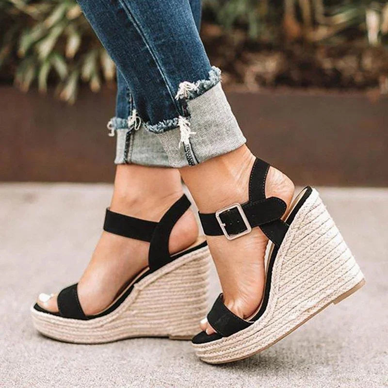 Keilabsatz Sandalen Damen | Hanf Slip-On Sommer