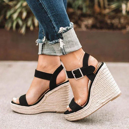 Keilabsatz Sandalen Damen | Hanf Slip-On Sommer