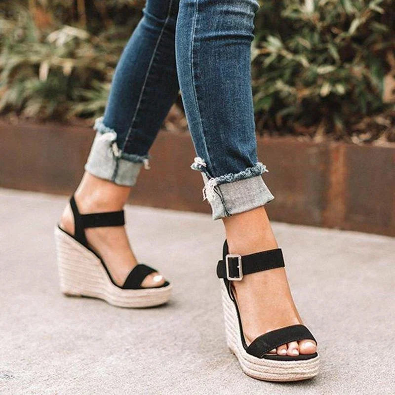 Keilabsatz Sandalen Damen | Hanf Slip-On Sommer
