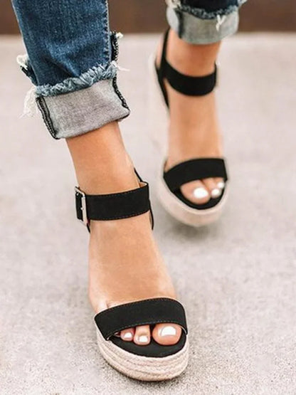 Keilabsatz Sandalen Damen | Hanf Slip-On Sommer