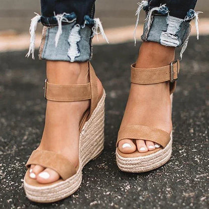 Keilabsatz Sandalen Damen | Hanf Slip-On Sommer